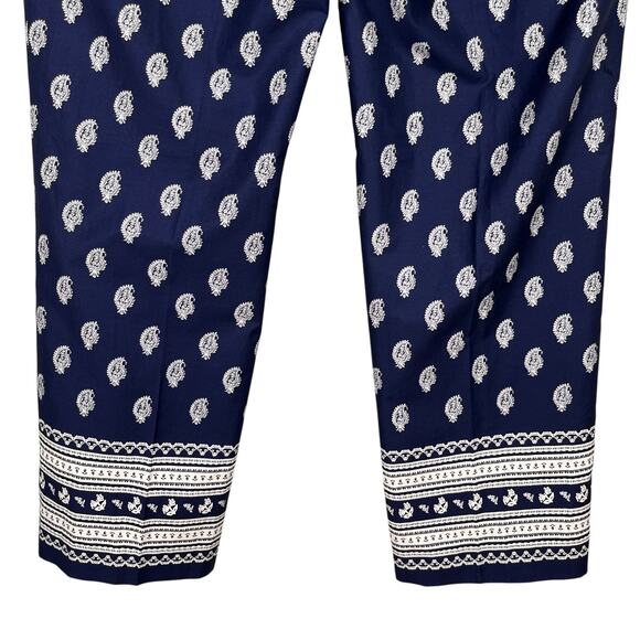 Talbots Straight Leg Twill Pants Serene Paisley India Ink Ivory 12 New - Picture 10 of 12